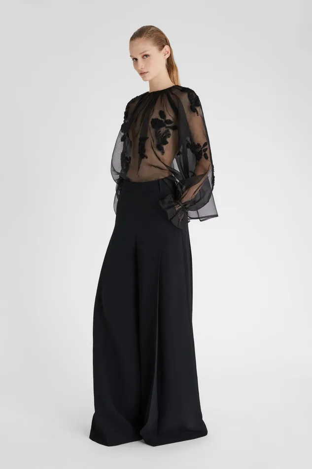 Women Trousers Ermanno Scervino Interlock Palazzo Trousers Black