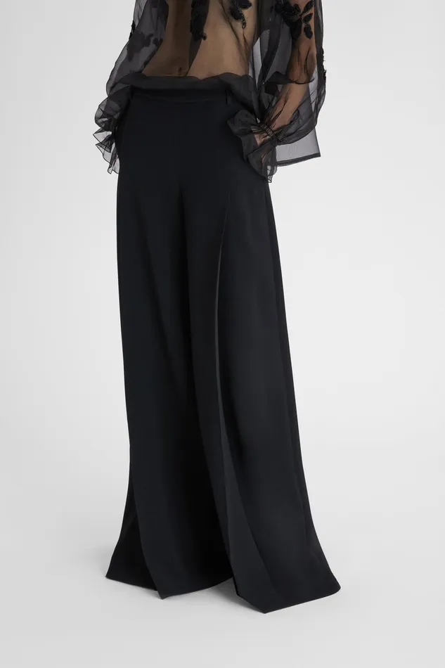 Women Trousers Ermanno Scervino Interlock Palazzo Trousers Black