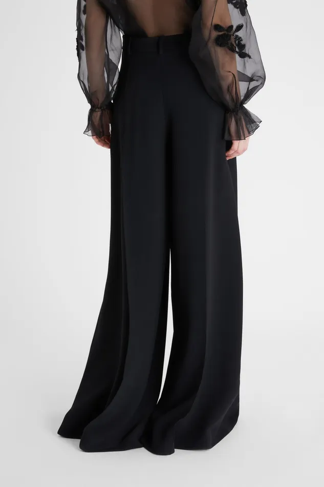 Women Trousers Ermanno Scervino Interlock Palazzo Trousers Black