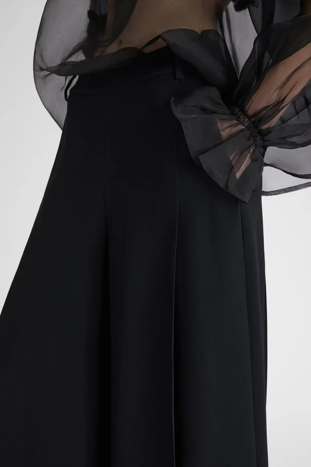 Women Trousers Ermanno Scervino Interlock Palazzo Trousers Black