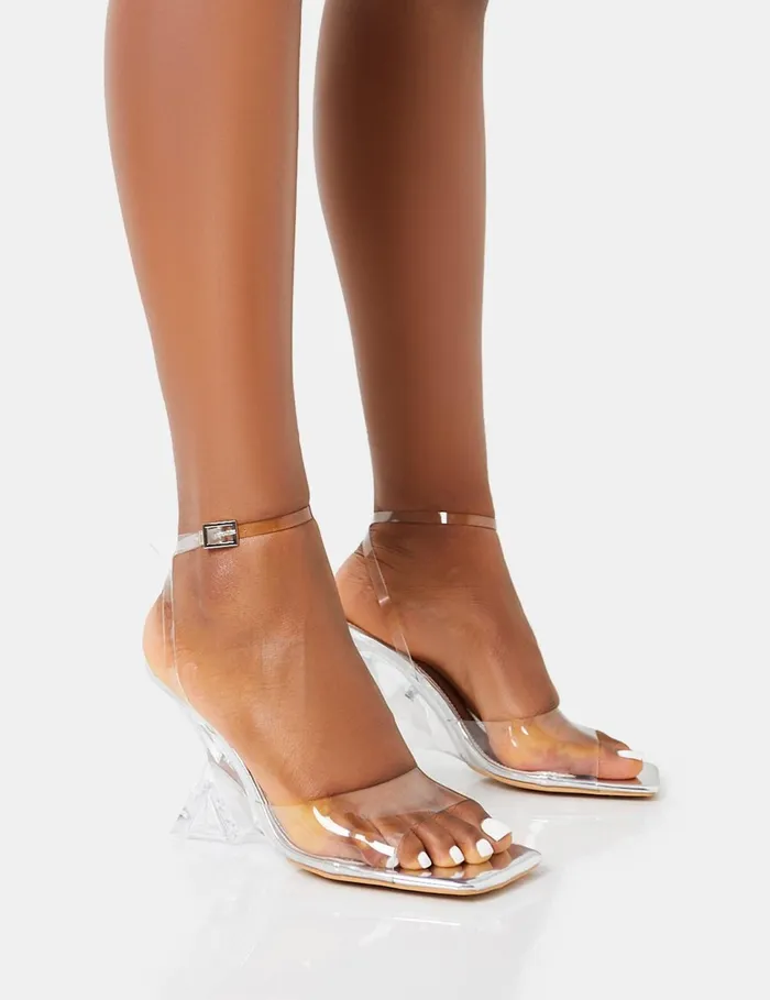 Women Twin Flame Silver Mirror Clear Perspex Wrap Around Barely There Inverted Wedged Square Toe High Heels Silver Public Desire Party Women Twin Flame Silver Mirror Clear Perspex Wrap Around Barely There Inverted Wedged Square Toe High Heels Silver Public Desire Party