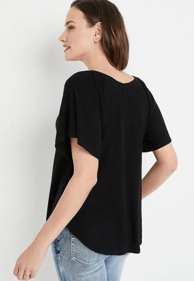 Women V Neck Flutter Sleeve Top Maurices Tops