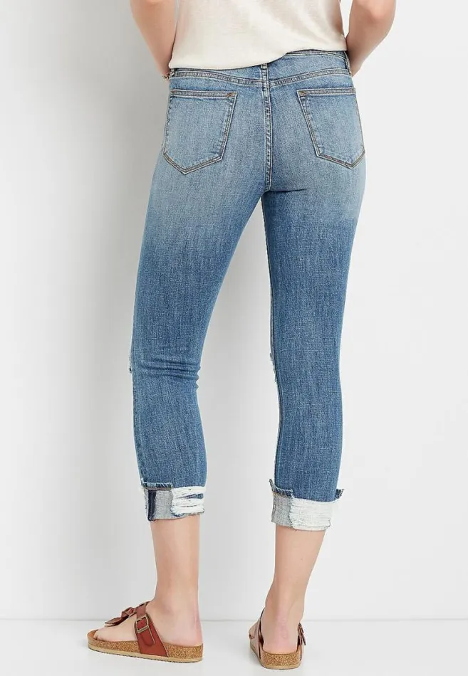 Women Vigoss High Rise Medium Ripped Cropped Jean Maurices Bottoms