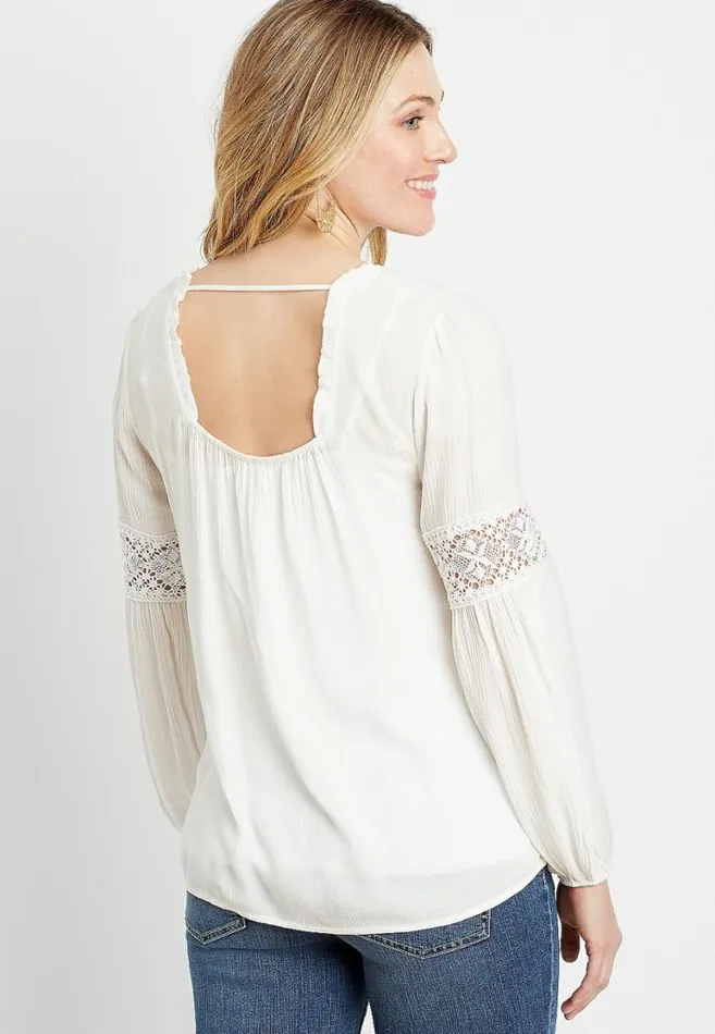 Women White Square Neck Lace Top Maurices Tops