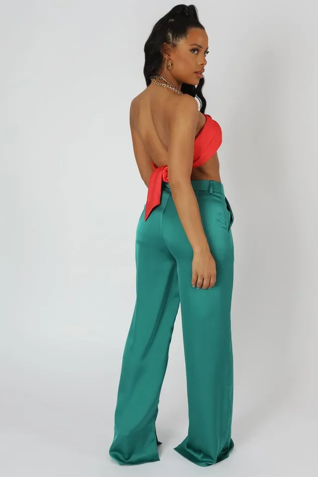 Women Wide Leg Split Hem Satin Tailored Trousers Green Kaiia Green Public Desire Trousers Women Wide Leg Split Hem Satin Tailored Trousers Green Kaiia Green Public Desire Trousers