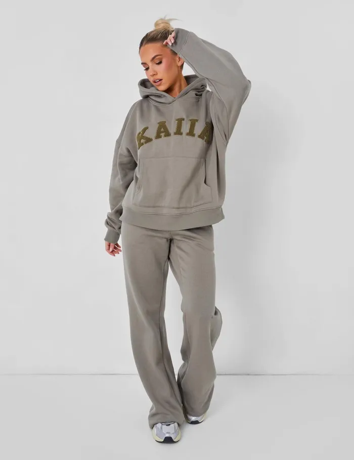 Women Wide Leg Sweat Pants Coord Khaki Green Public Desire Curve