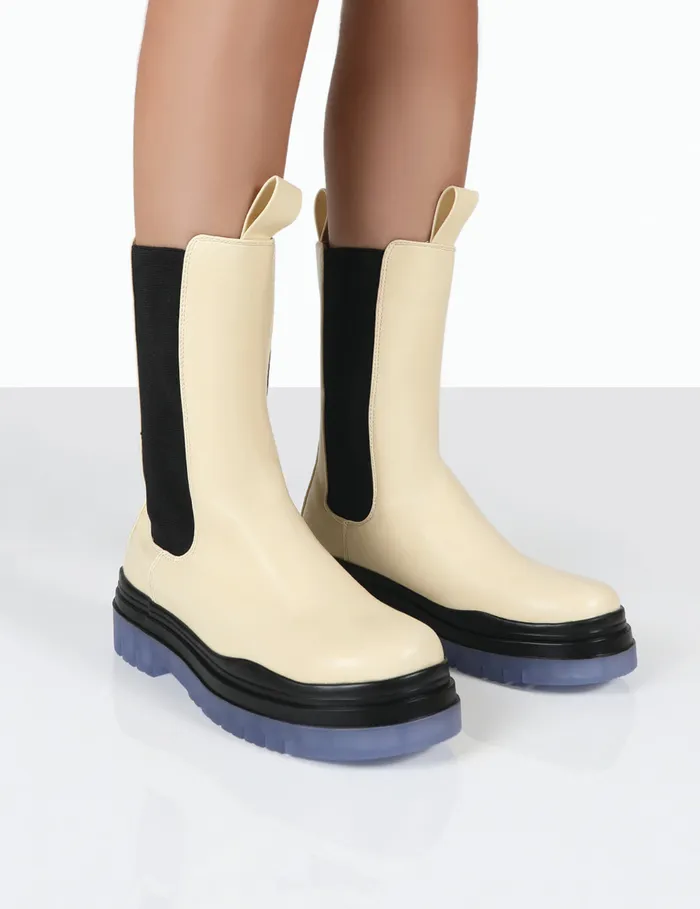 Women Winter Cream Ankle Chelsea Boots Ecru Public Desire Ankle Boots