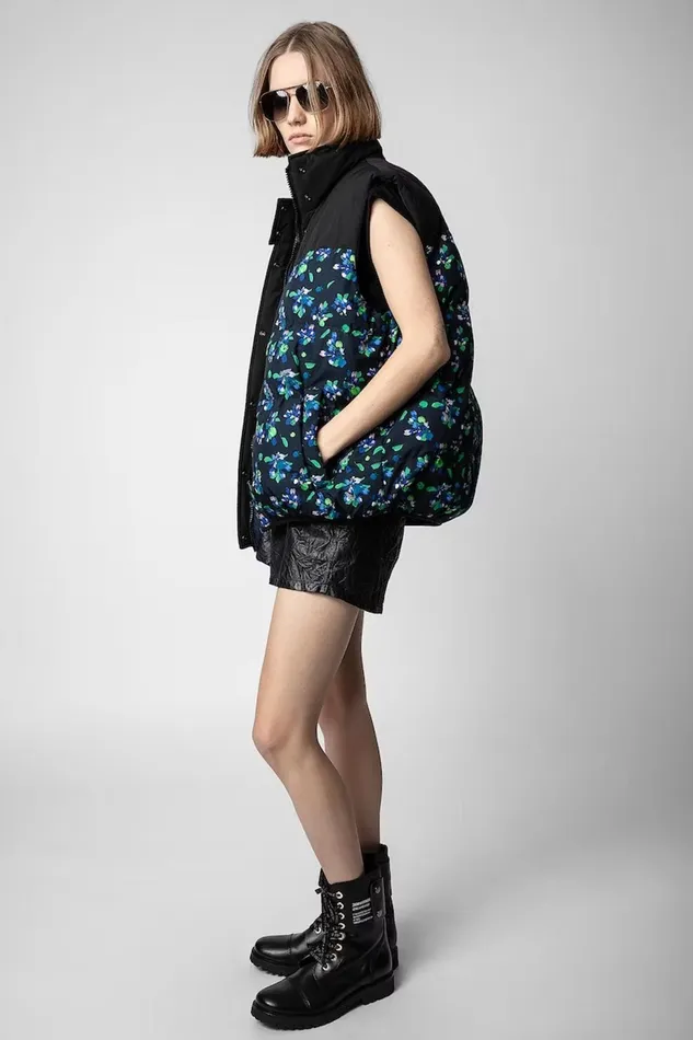 Zadig and Voltaire Jackets KERA FLOWER VEST BLACK FLOWER 8211 Women