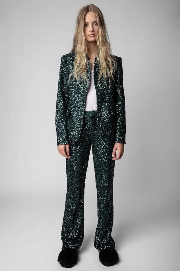 Zadig and Voltaire Pants PISTOL SEQUIN PEACOCK 8211 Women