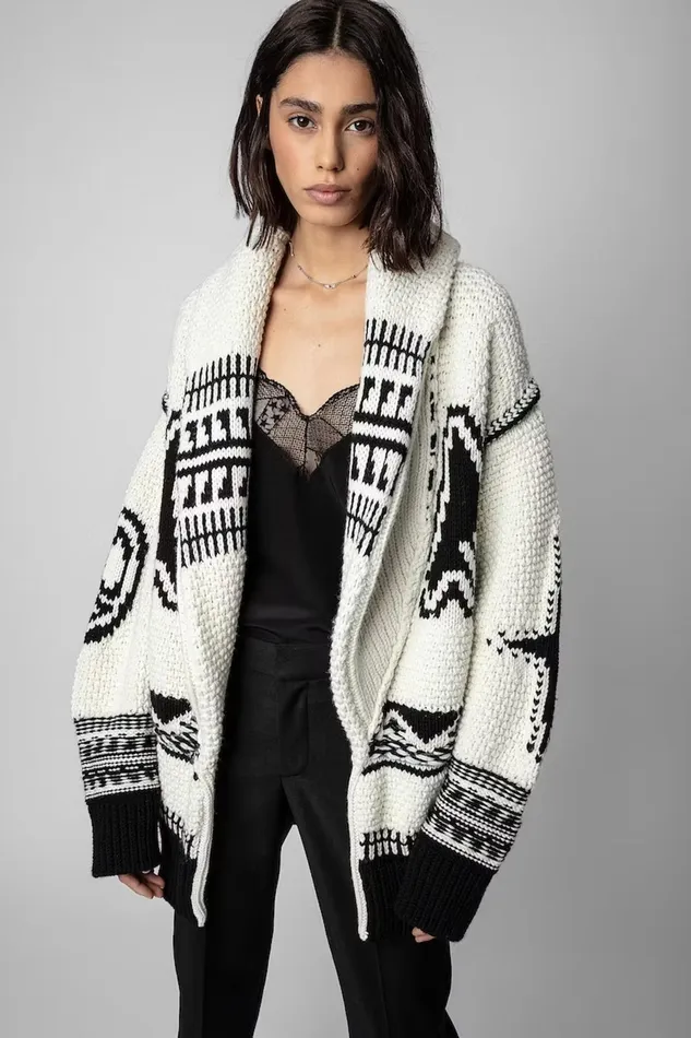 Zadig and Voltaire Sweaters and Knitwear ELLA CORE CARDIGAN WHITEBLACK 8211 Women Zadig and Voltaire Sweaters and Knitwear ELLA CORE CARDIGAN WHITEBLACK 8211 Women