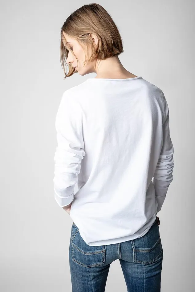 Zadig and Voltaire TShirts TUNISIEN ML CAKE WHITE 8211 Women Zadig and Voltaire TShirts TUNISIEN ML CAKE WHITE 8211 Women